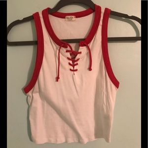 Brandy Melville John Galt Lace Up Cropped Tank Top